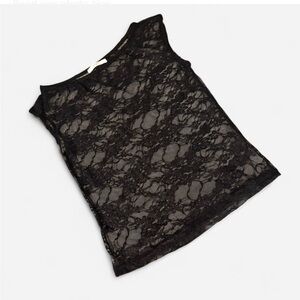 Gaze Black Y2K Floral Lace Sheer Tank Top Whimsigoth Womens XS